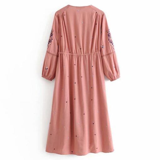 bohemio largo vestido de polvo rosa 467