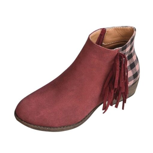 Elegante bohemia con flecos botas - Rojo / 35