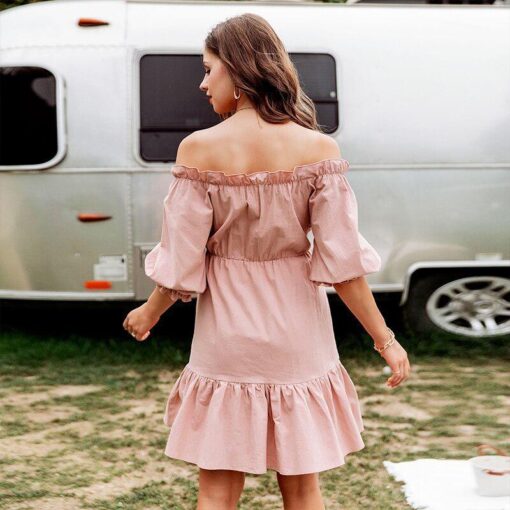 elegante vestido de polvo rosa 312