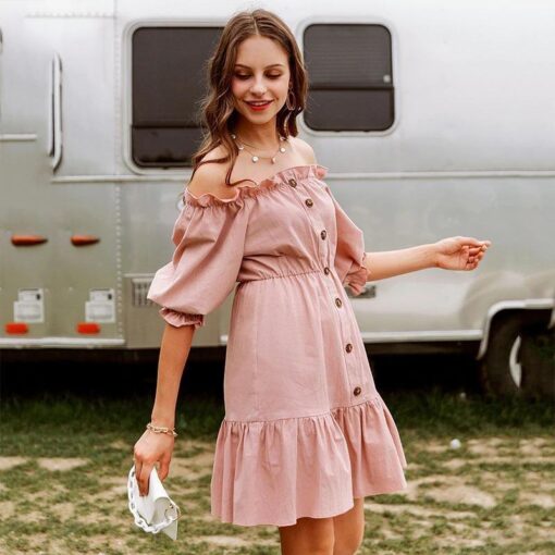 elegante vestido de polvo rosa 797