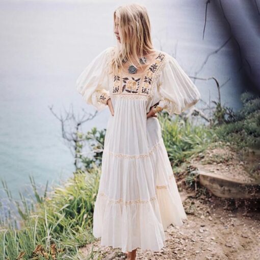 hippie bohemia largo vestido blanco unico 735
