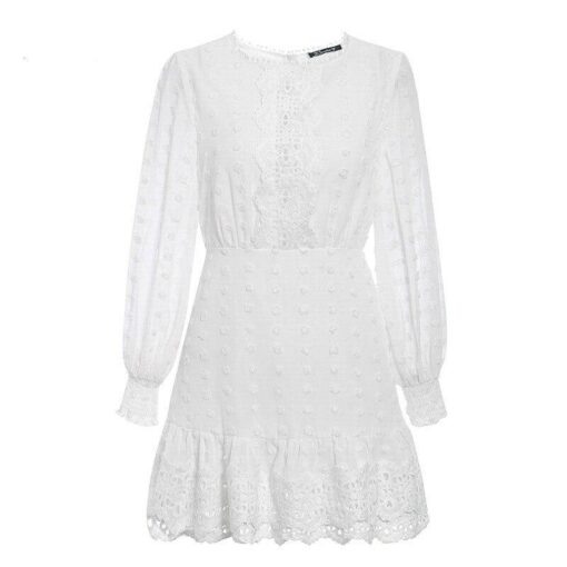 vestido de encaje blanco elegante de bohemia 886