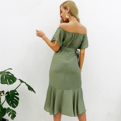 vestido elegante bohemia verde 313