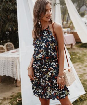 Vestido corto floral de verano para mujer