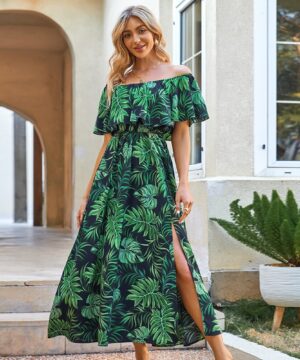 Vestido floral de mujer de color verde
