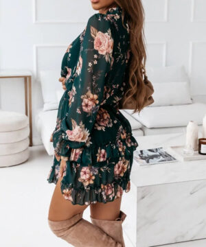 Vestido con print de flores verde