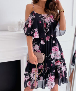 vestido midi flores corto